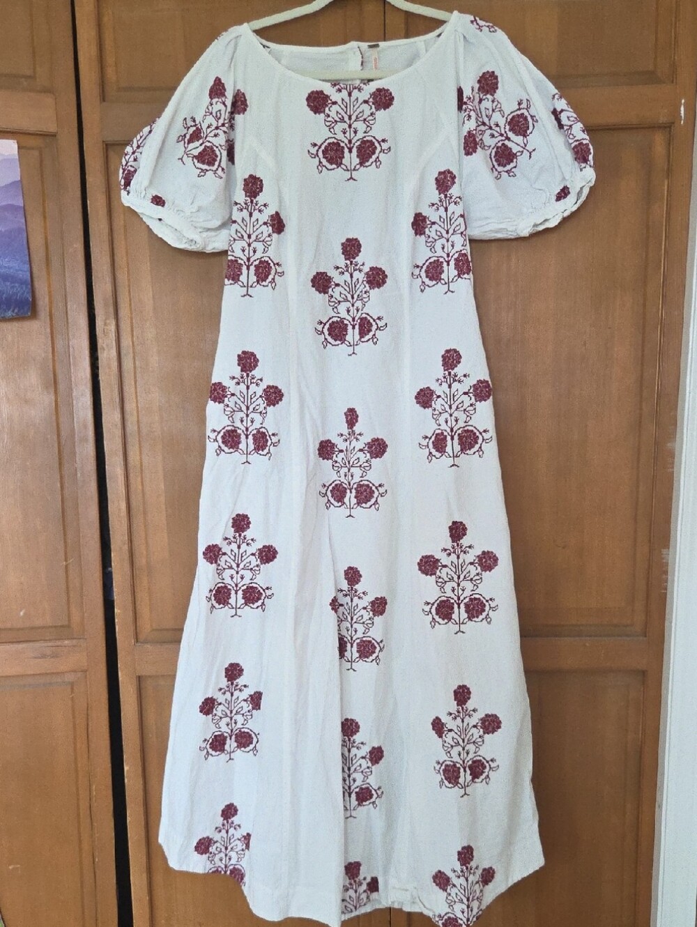 Free People Embroidered Cactus Flower Boho Maxi Dress